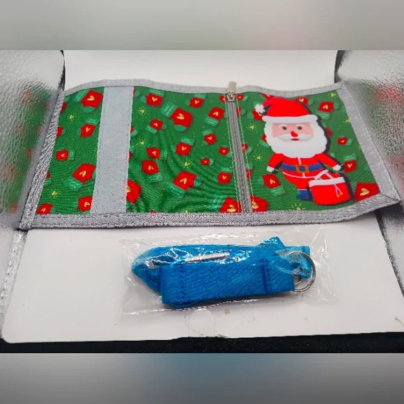 Santa Christmas Nylon  Bi Fold Wallet with Belt Clip + Laynard 3"×5" New - Picture 2 of 10